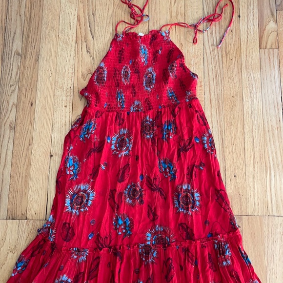 Free people garden party maxi dress red combo sz S - Picture 6 of 10